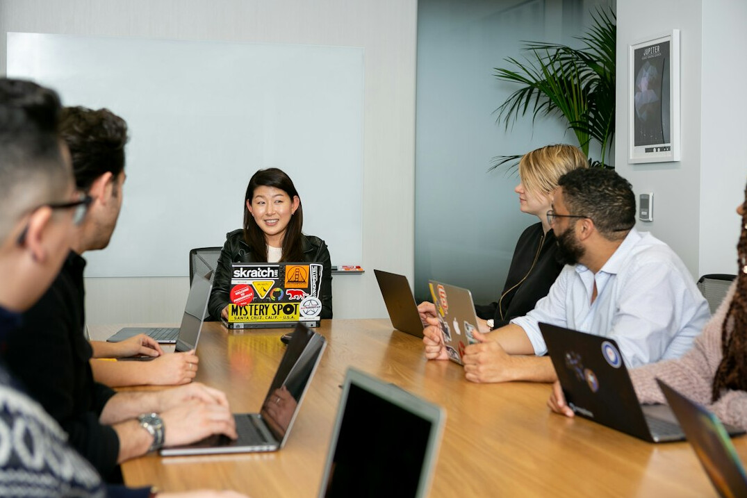 woman leading meeting